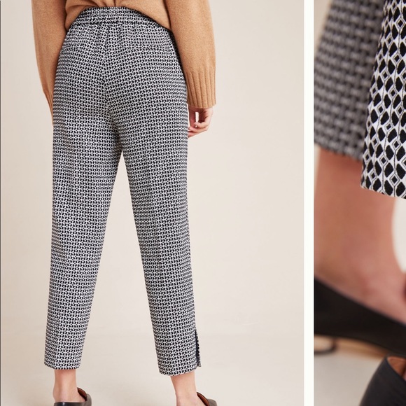 Final Sale 🔥Anthropologie Larkin Jacquard Tapered Trousers size Small - Picture 3 of 12